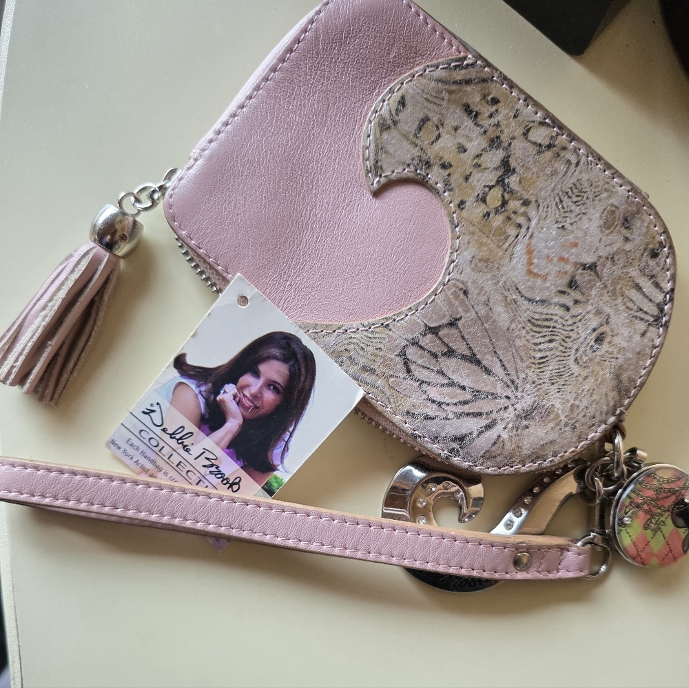 DEBBIE BROOKS  Pink Leather Wristlet.